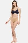 Floret Padded Non-Wired Full Coverage T-Shirt Bra - Navy Blue — thumbnail 6